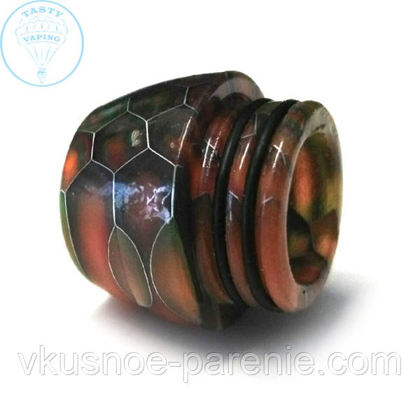 Дриптип (мундштук) 810 епоксидна смола resin стільники Оранжево - зелений