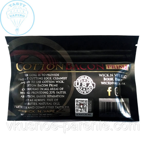 Вата Cotton Bacon Prime Wick N Vape паковання 10 аркушів
