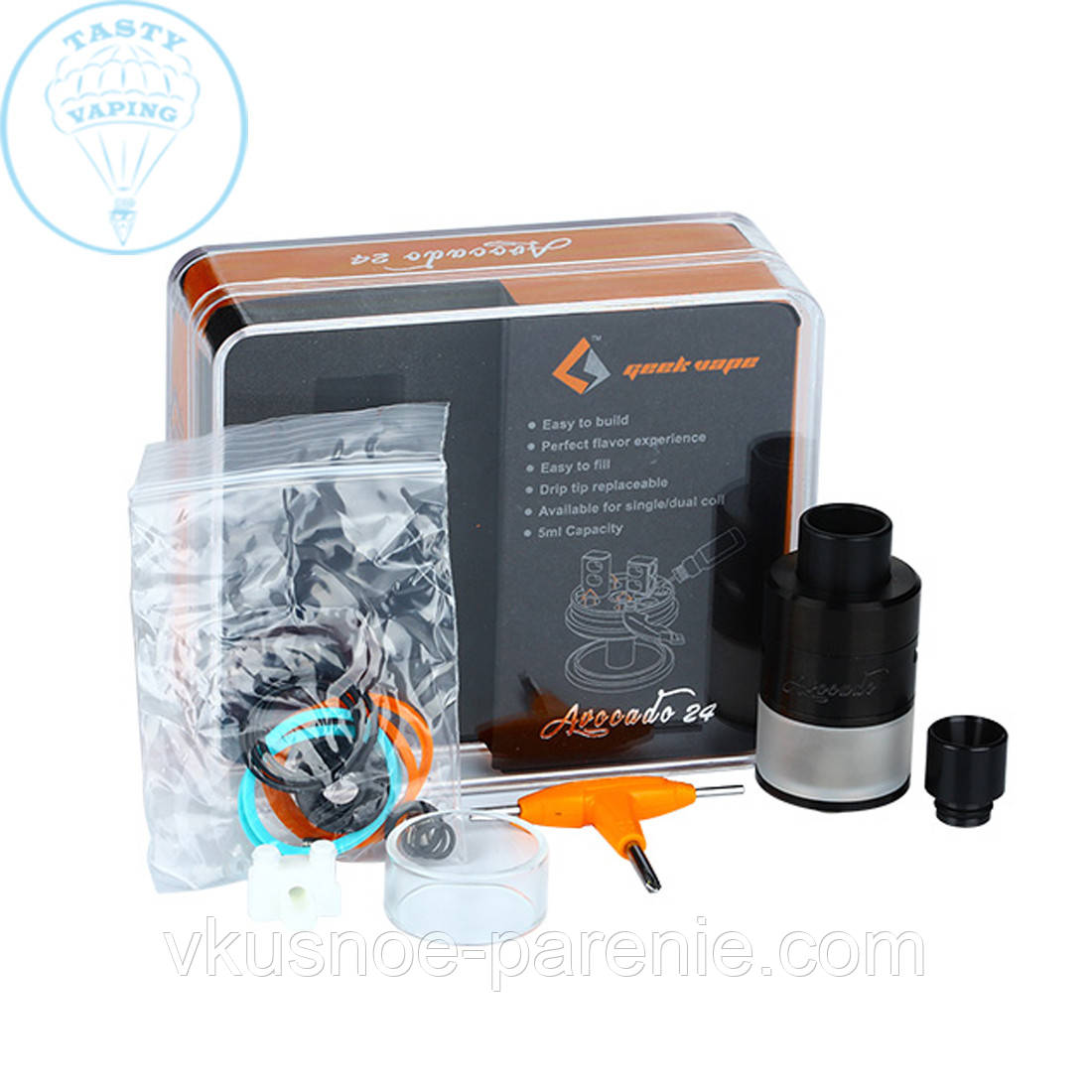 Дріп-бак Avocado 24 чорний 5мл (оригінал) GeekVape